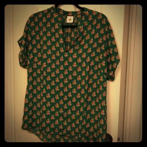 Cabi green floral blouse